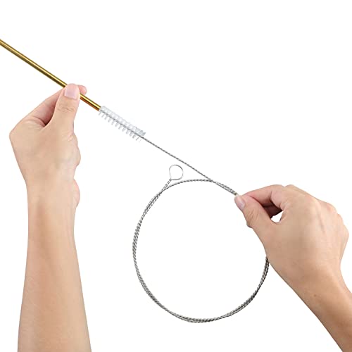 FOLUNUE 40-Inch Stainless Steel Pipe & straw Cleaner Set (1 white), 4‑Piece Long Brush Kit for Kegerator & Hose Cleaning