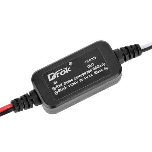 DROK 12V/24V to 5V DC Buck Converter 3A Power Supply for RV Solar