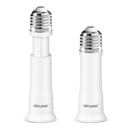 DiCUNO 2-Pack E26 Bulb Socket Extenders Flexible Light Fan Light Extensions