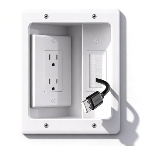 Naerza Recessed TV Outlet Wall Management Kit - All-In-One In Wall Cable Hider