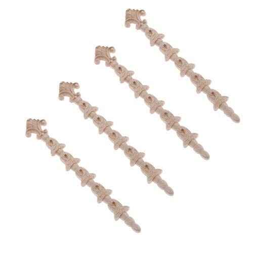 MUXSAM Long Wood Carved Frame Decals, 4-Pack Furniture Decorative Onlays Appliques Set for Wall Door Mirror Cabinet Dresser Cupboard Headboard Wardrobe Closet Decor, 22x3.5cm/8.66"x1.38"
