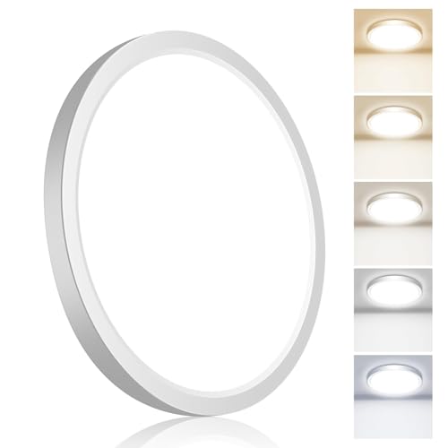 Hepside 7-Inch Flush Mount Ceiling Light with 5 Color Temperatures, White - 1 Pack