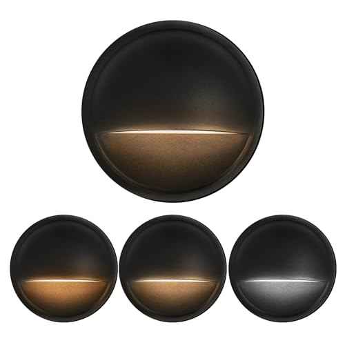 LED Low Voltage Deck Lights Outdoor Waterproof,6-Pack 3CCT Deck Lighting Fixtures Landscape Step,3W,12V-24V AC/DC Die-cast Aluminum Housing Fence Lamp Wired 2700K/3500K/5000K (Black)