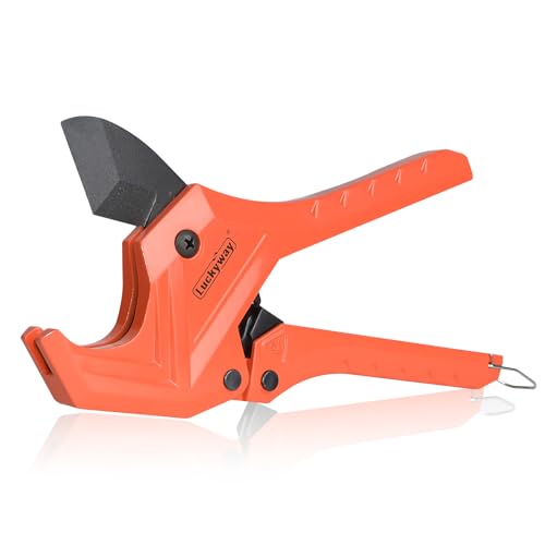 Luckyway PVC Pipe Cutter, Ratchet Pipe Cutter for PEX,PVC,PPR and Plastic Hoses, Ratcheting Pipe Cutter Tool for Home Repairs and Plumbers (1-5/8" Pipe Cutter)