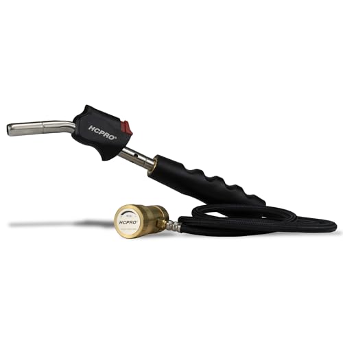 HCPRO HC-BZT5 MAPP Gas Torch Kit with 5ft Propane Hose Self-Igniting Swirl Flame Soldering Torch Head for HVAC Plumbing Welding Brazing Copper Pipe Repair Heating Tool