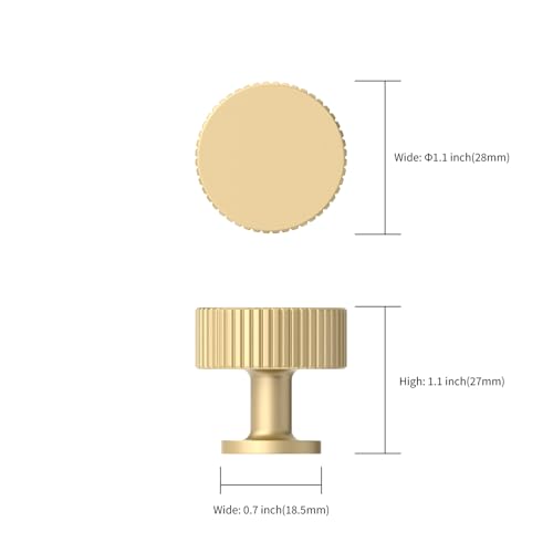 Asidrama 10 Pack Brushed Gold Kitchen Cabinet Knobs - Single Hole Handles