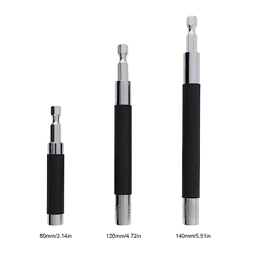 ChgImposs 3pcs/set Scalable Magnetic Screw Drive Guide Drill Bit Tip Holder, 3.15"/4.72"/5.51"(80/120/140mm) Screwdriver Bit Holder Extension Bar Adapter, Drill Bit Guide Rod Adapter