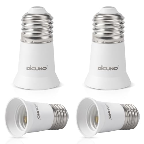 DiCUNO 4-Pack E26 Socket Extenders 1.2 Inch Short Light Socket Adapters