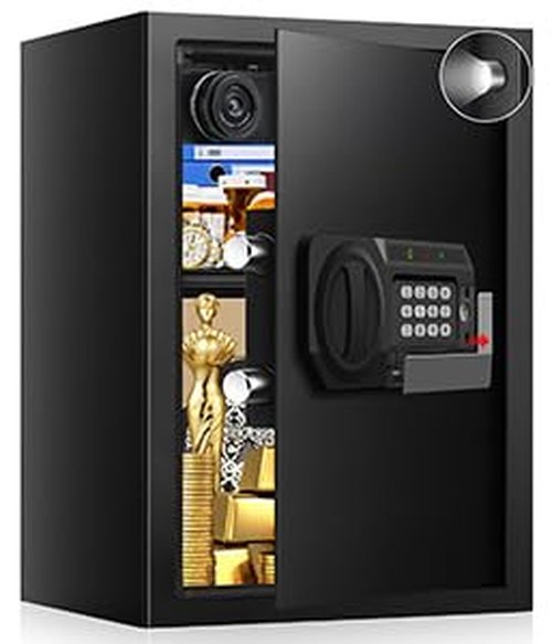 3.0 Cub Large Safes for Home Use Fire and Water Proof, Anti-Theft Digital Security Safe Box with Electronic Keypad and Key, Fire Proof Safe for Home Documents Firearm Medicine Money Valuables