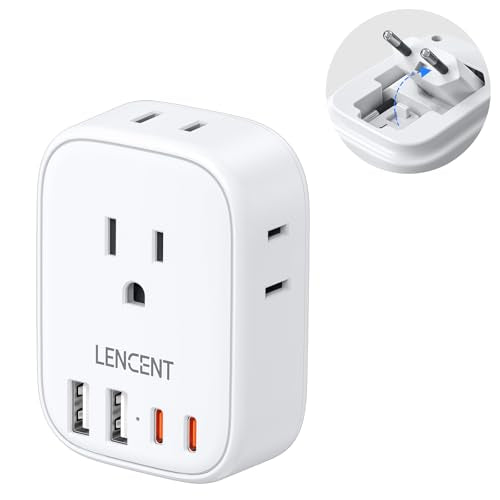 LENCENT European Travel Plug Adapter Type C Foldable 17.5W - US to Europe