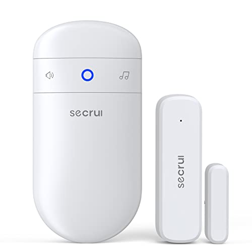 SECRUI Wireless Door Chime System 1 Receiver + 1 Sensor, White - Door Open Alarm for Home & Business