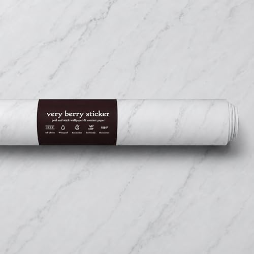 Very Berry Sticker Marble Contact Paper White Matte 15.7" x 78" - 1 Pack