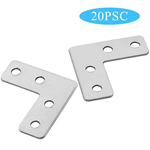 20pcs Flat Corner Brace 1.57x1.57 inch Heavy Duty L Brackets for Furniture Shelves