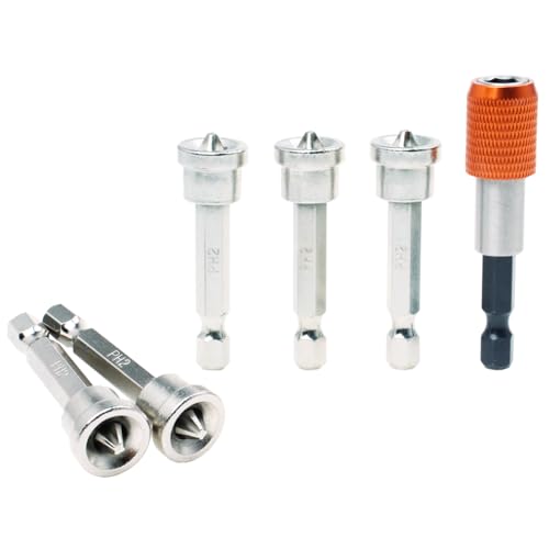 AUTOTOOLHOME 6pcs Drywall Screw Bit Magnetic Drywall Screw Setter Driver Bits for Plasterboard with 2" Quick Change Drill Bit Holder Positioning Bits Batch Head