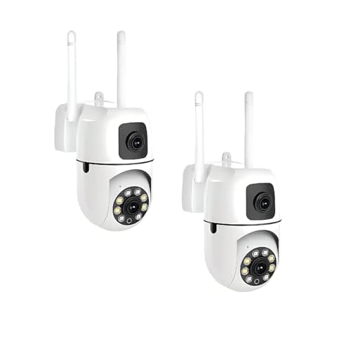 Camera Home Security, Outdoor Camera Dual Lens, WiFi Human Detection, HD Night Vision, 2-Way Talk, Indoor/Outdoor Camera, Dual Screen App Control, for Home Yard Store, Surveillance Wireless Camera (2)