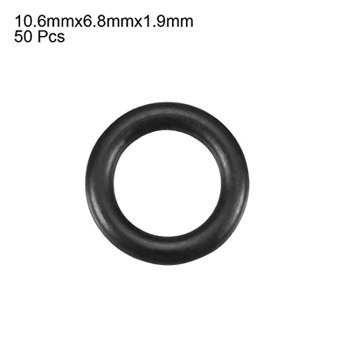 uxcell Nitrile Rubber O-Rings 10.6mm OD 6.8mm ID 1.9mm Width, Metric Sealing Gasket, Pack of 50