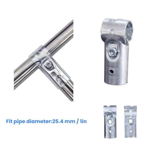 2 Pcs T Clamps Pipe Connector, End Rail T Clamp,Metal Clamp Fittings,1" O.D. 25.4 mm,Galvanized Steel Chain Link Fence, Bolts and Nuts Included