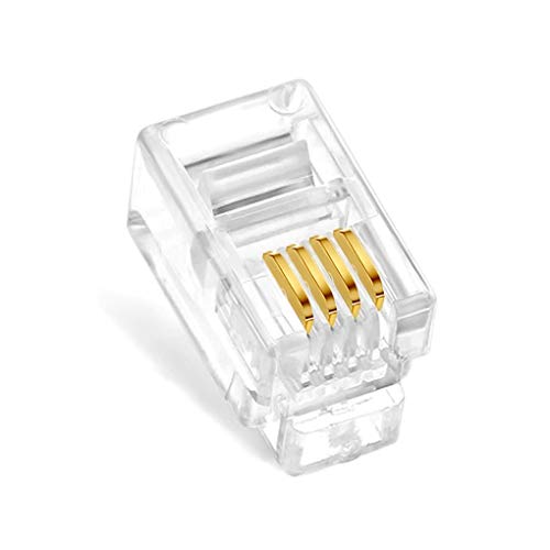 NECABLES 20 Pack RJ9 RJ10 RJ22 4P4C Telephone Modular Plugs - Gold Pins