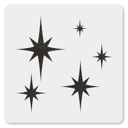 MAGJUCHE Abstract Stars Stencil 6 Inches, Reusable Starburst Stencil for Painting DIY Crafts Decor