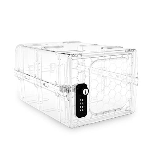 Urban August Clear Combination Lock Box for Food & Medicine - Dual Key & Code Lock, Industrial-Grade Plastic, Compact Storage