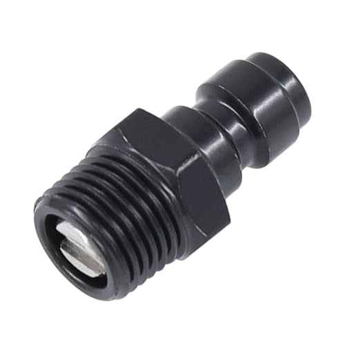 8mm Quick-Disconnect Plug Adapter, 1/8" NPT Male Thread, Foster PCP Airsoft Adapter Fittings, Black Zinc Plated Copper