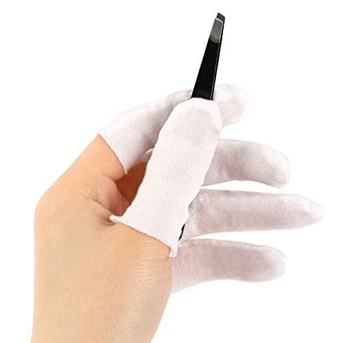 100 Pieces Cotton Finger Cots,Cloth Finger Cots Finger Toe Sleeves Fingertips Protective Cover Thumb Protector Comfortable and Breathable, Absorb Sweat (White)
