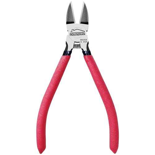 6 inch Side Cutter - Diagonal and Spring Loaded Wire Cutters with Non-slip Red Handle, Ideal for Jewelry, Crafting, Zip Tie, Heavy Duty,1 Pack