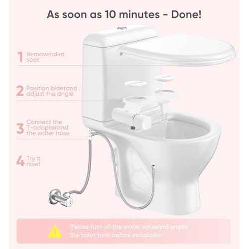 Ultra-Slim Bidet Attachment, Posterior&Feminine Wash-(Retractable Dual Nozzles), Non-Electric Bidet Attachment for Toilet Seat, Adjustable Fresh Cold Water Pressure, Stainless Steel Inlet (White)