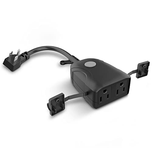 Feit Electric Outdoor Smart WiFi Dual Outlet Wall Plug Black/Outdoor