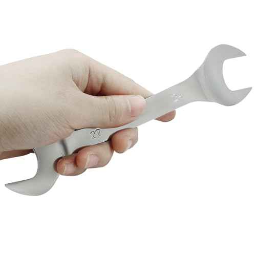 Hordion 22mm x 24mm Open End Wrench, Super Thin Metric Chrome Plated Steel Wrench for General Repairs Household Maintenance
