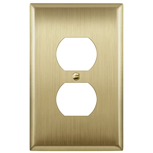 LIDER Brushed Brass Metal Wall Plate 1-Gang Stainless Steel, Mid-Size