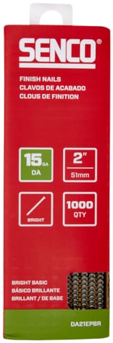 Senco DA21EPBR 2-Inch Bright Finish 15-Gauge Collated Finish Nails, 34 Degree, Low Carbon Steel, 1,000 Pack