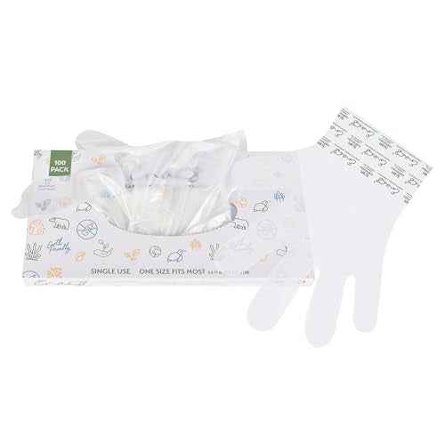 100% Compostable Gloves Disposable Latex Free [One Size Fit Most, 100CT] Food Service Disposable Gloves, Food Prep Cooking Gloves, Eco-Friendly, by Earth's Natural Alternative,Off-white