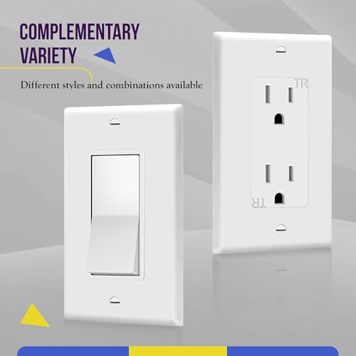 ENERLITES Standard Size White Decorator Light Switch Wall Plate Cover