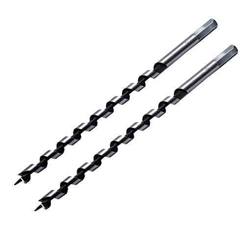 2Pcs Wood Auger Drill Bit 1/2" x 11.7" Ship Auger Bit with 1/2 Inch Hex Shank, Perfect for Soft & Hard Wood, Plastic, Drywall, PVC