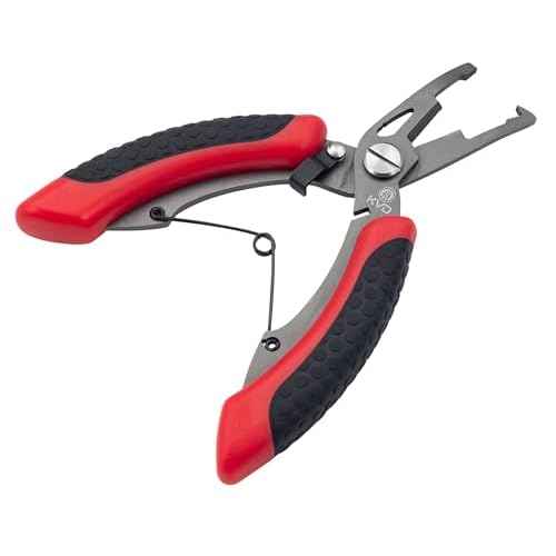 Strike King (SRT5KVD) KVD 5 Precision Split Ring Pliers, Red, Dual Injected Combat Grip Handles