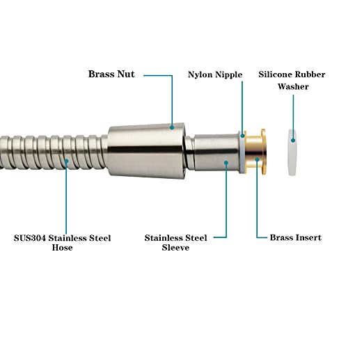 BRIGHT SHOWERS Shower Hose For Hand Held Heads, 79 Inches Cord Extra