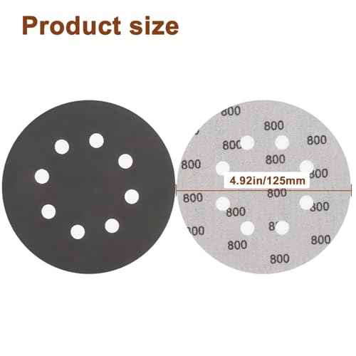 Viaky 36Pcs 125mm Sanding Discs, Wet Dry 5 Inch 8 Hole Hook and Loop 240 400 600 800 1000 1200 1500 2000 3000 Grit Round Sanding Pads, Orbital Sander Discs for Wood, Metal, Car, Furniture, Polishing