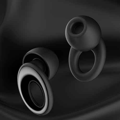 Ear Plugs for Sleeping Noise Cancelling, Concert Ear Plugs with 30dB Noise Reduction, Reusable Silicone Earplugs for Sleep, Travel, Work, Study, Comfortable Fit with 4 Sizes and Carrying Case (Black)