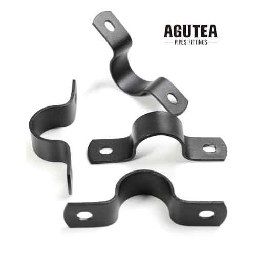 Black Durable U-Clamps Metal Pipe Clamps Double Hole Double Hole Pipe Strap DIY U-Bracket (Pack of 6) (1/2 INCH)