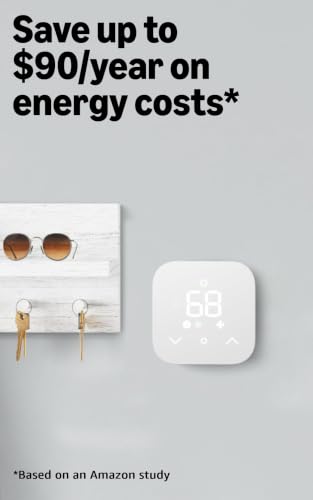 Amazon Smart Thermostat - 1 Pack, Compatible with Alexa & Ring, C-Wire Required