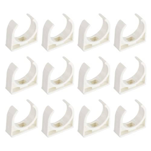 12 Pcs PVC Water Pipe Clamps, 1-1/2 Inch (40mm) ID Pipe Clamps Clips U-Shaped Buckles for Water Pipes and Tubing Hoses Support (White)