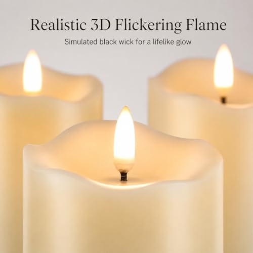 Angelloon Flickering Flameless Candles Set of 3 with Remote - Classic Ivory