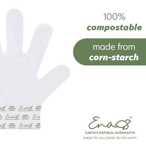 100% Compostable Gloves Disposable Latex Free [One Size Fit Most, 100CT] Food Service Disposable Gloves, Food Prep Cooking Gloves, Eco-Friendly, by Earth's Natural Alternative,Off-white