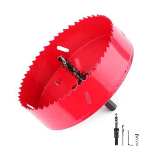 6" Hole Saw -152mm HSS Bi-Metal Hole Cutter for Different Project with Smooth and Flat Drilling Edge, Fast Chip Removal, Handy Hole Saw Kit Set for Cornhole Boards,Wood, Plastic Board, Ceiling
