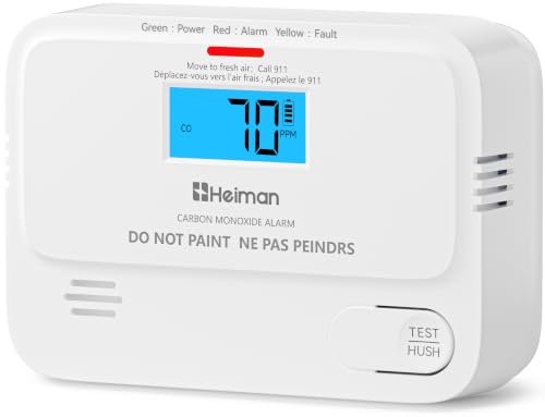 Heiman 1 Pack Carbon Monoxide Detector with Digital Display, Low-Level CO Alarm