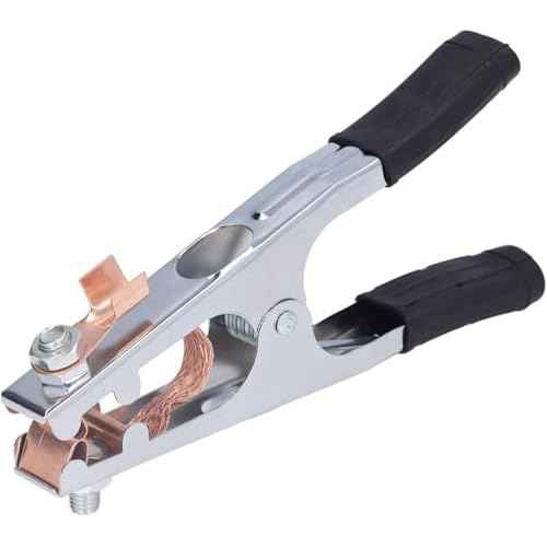Black Metal 500A Electroplated Welding Earth Clip Machine Copper Soldering Ground Clamp With Rubber Sleeve,Copper Grounding Clip for Manual Welder,Welding Equipment and Accessories