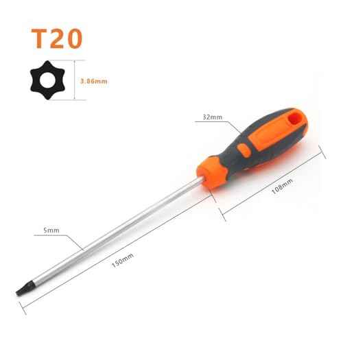 4-Piece T15 T20 T25 T30 Torx Screwdriver Set, 150 mm Magnetic Torx Driver Star Bit Screwdriver for Computer Repair, Automotive Tools and Home Appliances
