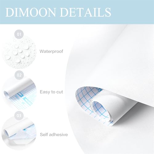 Dimoon 17.7x118 White Peel and Stick Embossed Vinyl Wallpaper Eco-Friendly Wall Covering