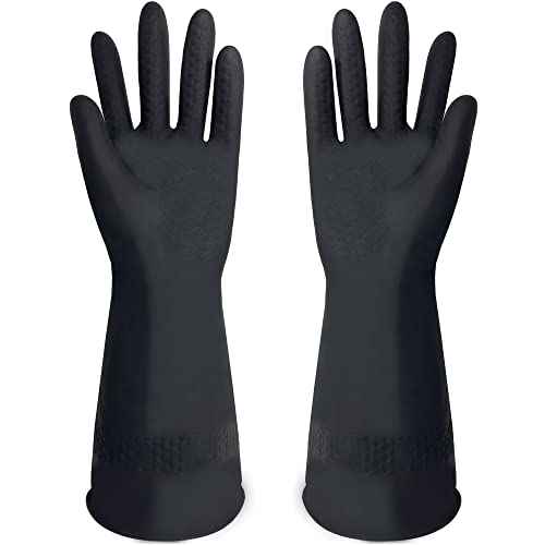 Chemical Resistant Rubber Gloves£¬M-L Size Waterproof Industrial Work Glove, Black Color Size